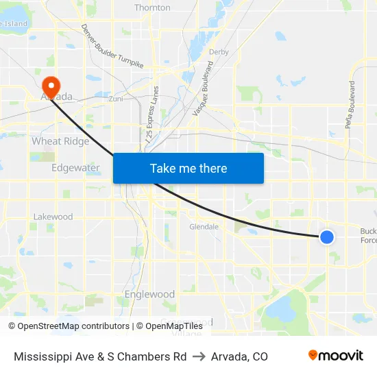 Mississippi Ave & S Chambers Rd to Arvada, CO map