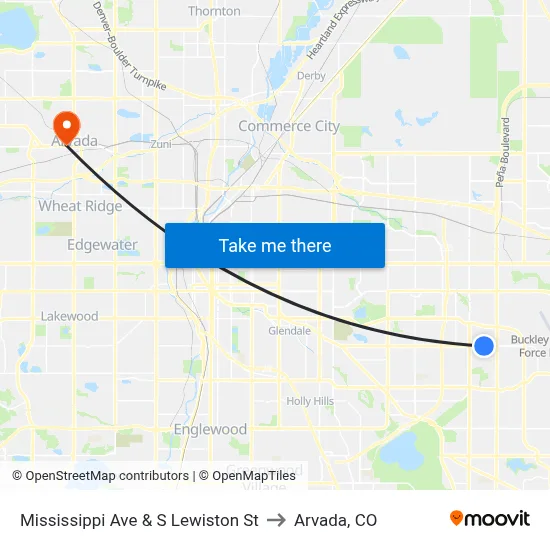 Mississippi Ave & S Lewiston St to Arvada, CO map