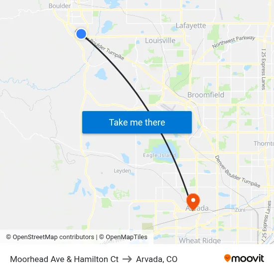 Moorhead Ave & Hamilton Ct to Arvada, CO map
