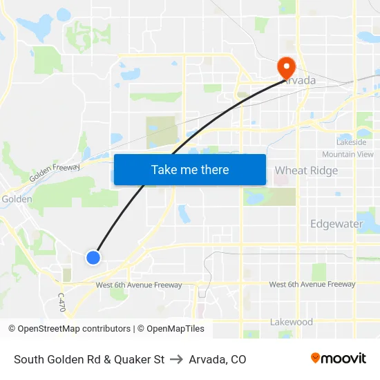 South Golden Rd & Quaker St to Arvada, CO map