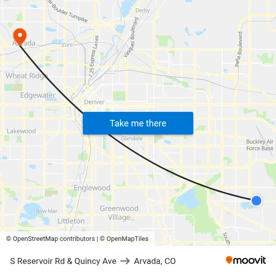 S Reservoir Rd & Quincy Ave to Arvada, CO map