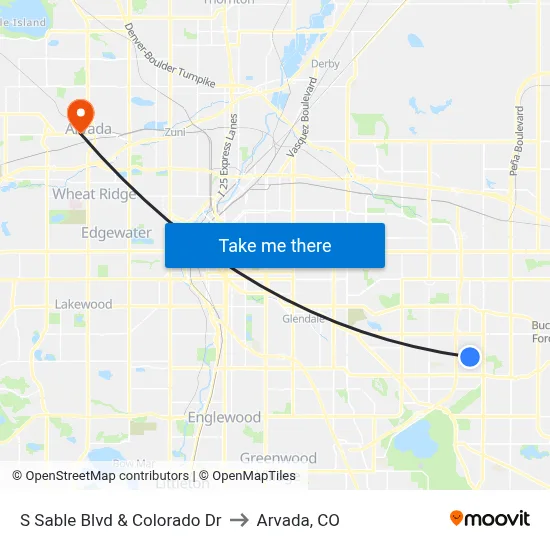 S Sable Blvd & Colorado Dr to Arvada, CO map