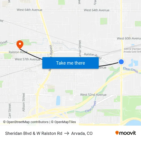 Sheridan Blvd & W Ralston Rd to Arvada, CO map