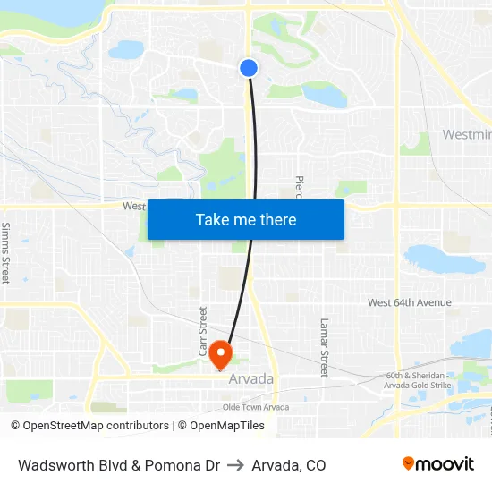 Wadsworth Blvd & Pomona Dr to Arvada, CO map