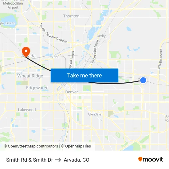 Smith Rd & Smith Dr to Arvada, CO map
