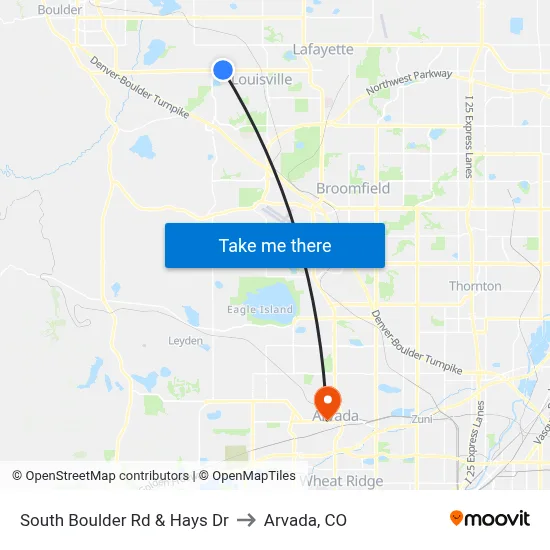 South Boulder Rd & Hays Dr to Arvada, CO map