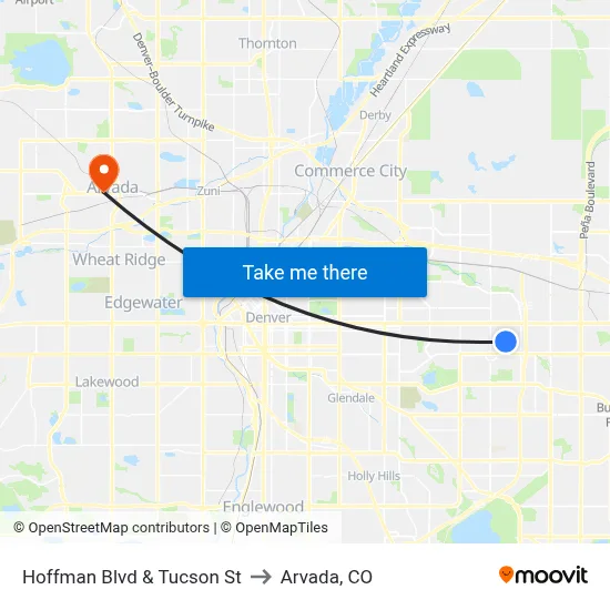 Hoffman Blvd & Tucson St to Arvada, CO map