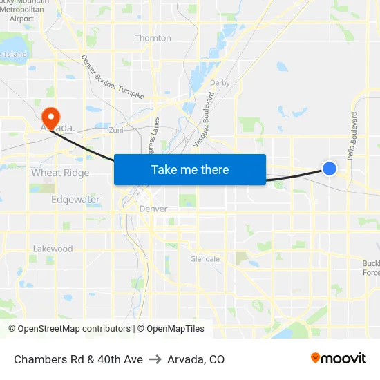 Chambers Rd & 40th Ave to Arvada, CO map