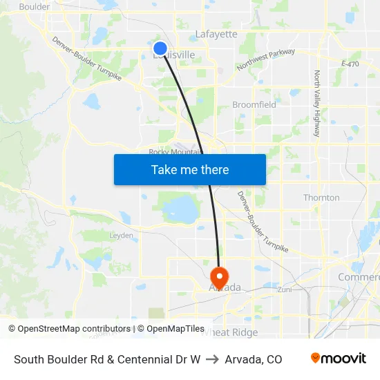 South Boulder Rd & Centennial Dr W to Arvada, CO map