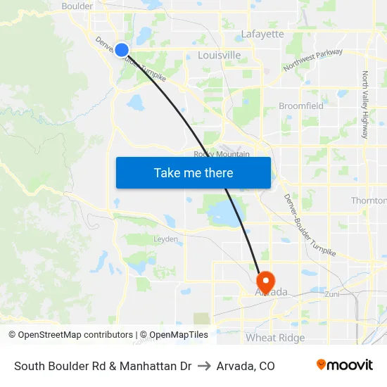 South Boulder Rd & Manhattan Dr to Arvada, CO map