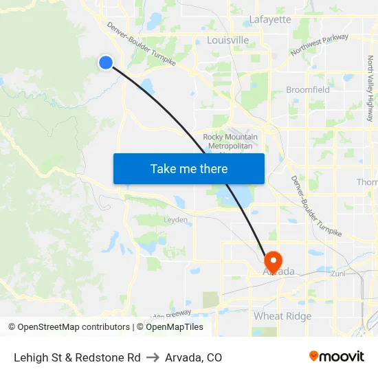 Lehigh St & Redstone Rd to Arvada, CO map