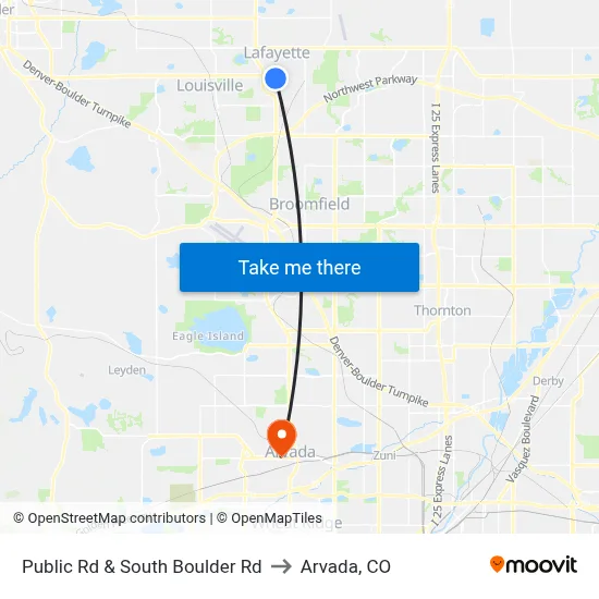 Public Rd & South Boulder Rd to Arvada, CO map
