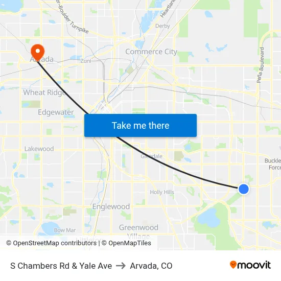 S Chambers Rd & Yale Ave to Arvada, CO map