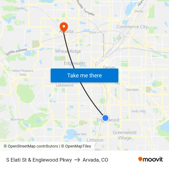 S Elati St & Englewood Pkwy to Arvada, CO map