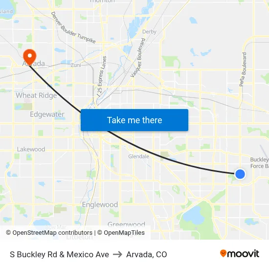 S Buckley Rd & Mexico Ave to Arvada, CO map