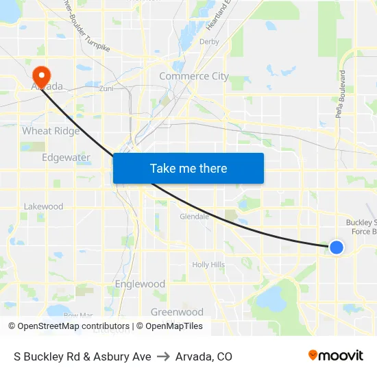 S Buckley Rd & Asbury Ave to Arvada, CO map