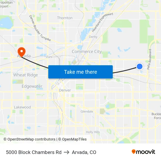 5000 Block Chambers Rd to Arvada, CO map