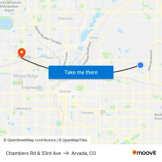 Chambers Rd & 53rd Ave to Arvada, CO map