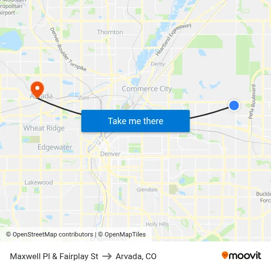 Maxwell Pl & Fairplay St to Arvada, CO map