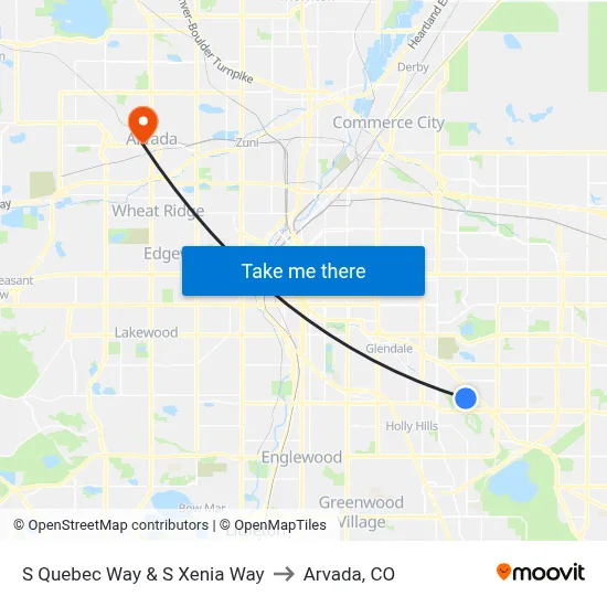 S Quebec Way & S Xenia Way to Arvada, CO map