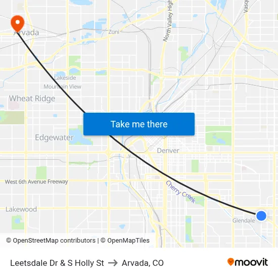 Leetsdale Dr & S Holly St to Arvada, CO map