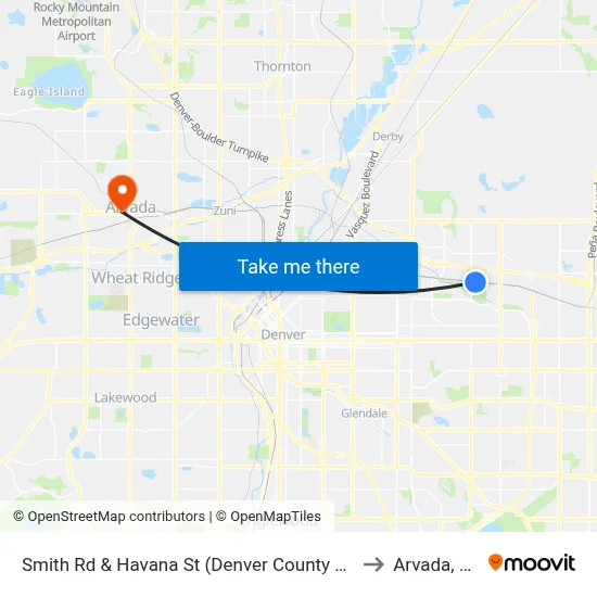 Smith Rd & Havana St (Denver County Jail) to Arvada, CO map