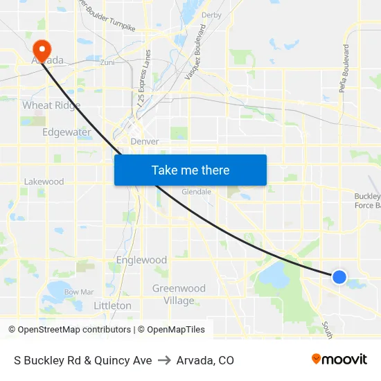 S Buckley Rd & Quincy Ave to Arvada, CO map