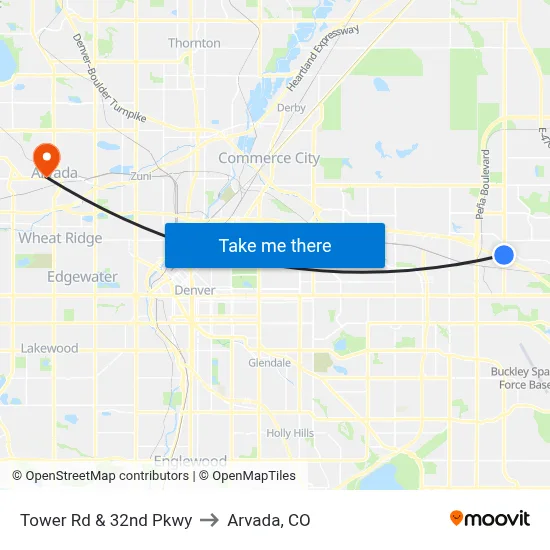 Tower Rd & 32nd Pkwy to Arvada, CO map
