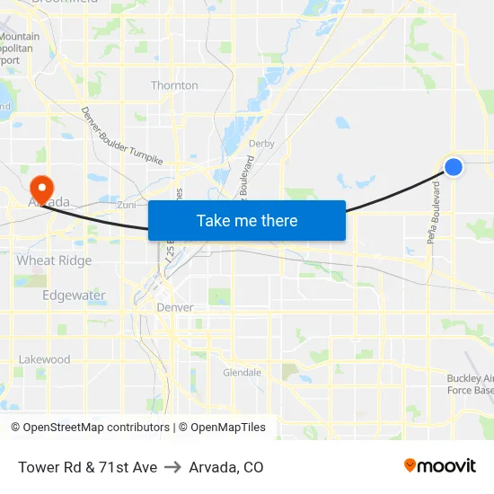 Tower Rd & 71st Ave to Arvada, CO map