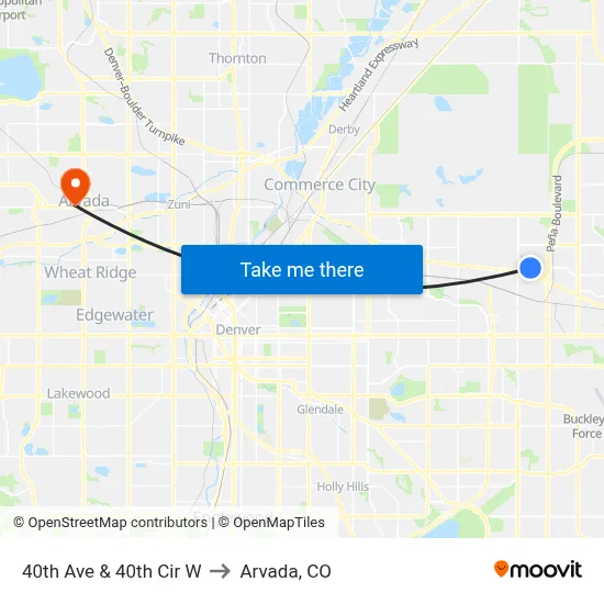 40th Ave & 40th Cir W to Arvada, CO map