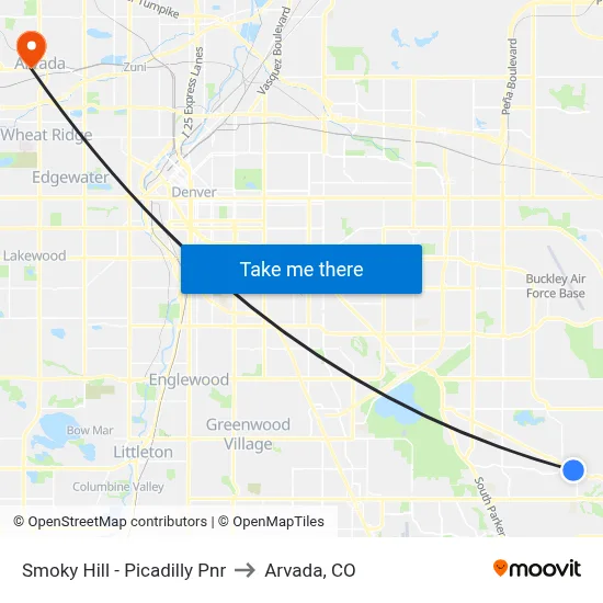 Smoky Hill - Picadilly Pnr to Arvada, CO map