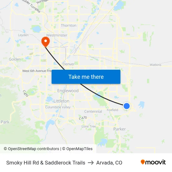 Smoky Hill Rd & Saddlerock Trails to Arvada, CO map
