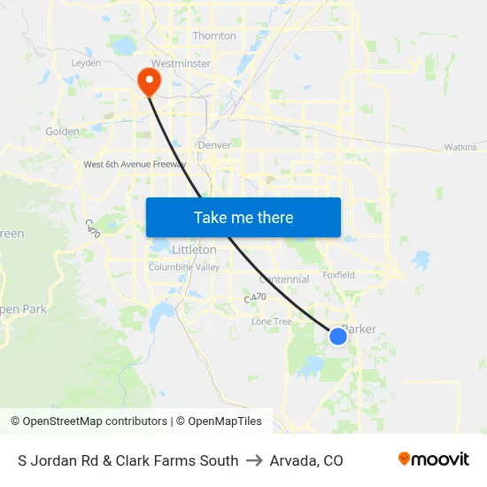 S Jordan Rd & Clark Farms South to Arvada, CO map