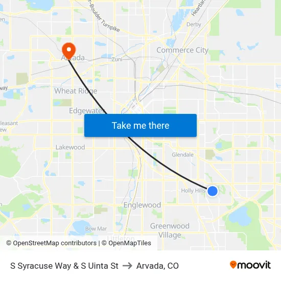 S Syracuse Way & S Uinta St to Arvada, CO map