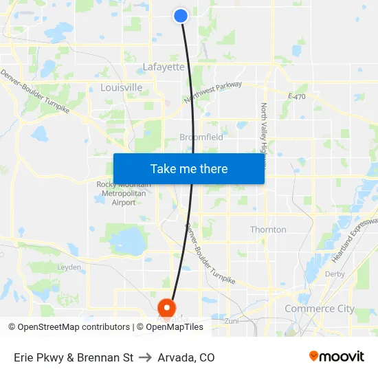 Erie Pkwy & Brennan St to Arvada, CO map