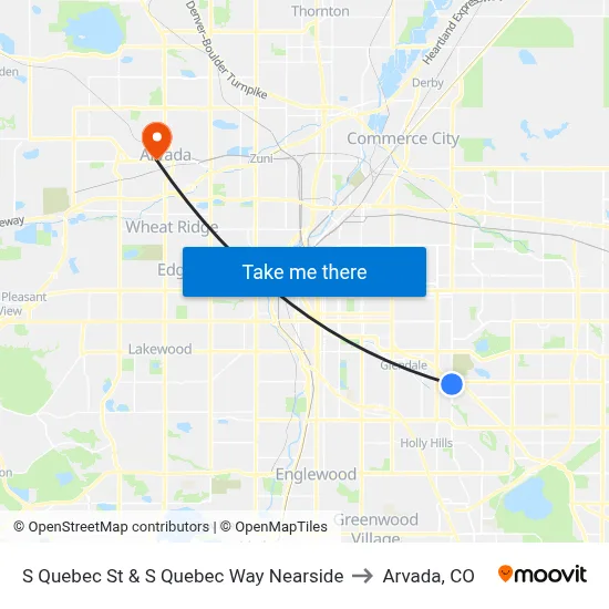 S Quebec St & S Quebec Way Nearside to Arvada, CO map