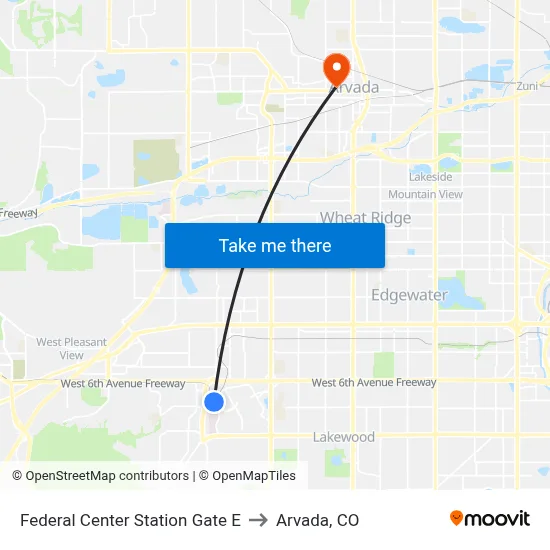 Federal Center Station Gate E to Arvada, CO map