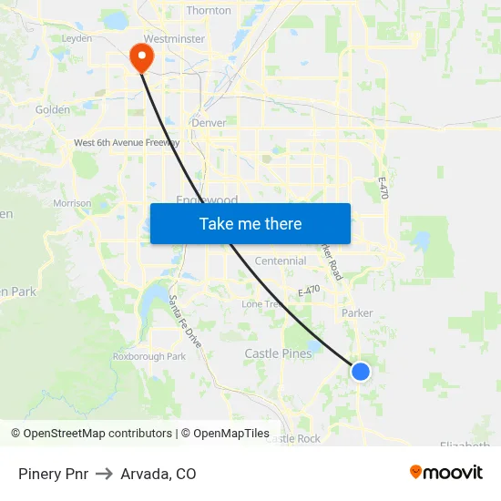 Pinery Pnr to Arvada, CO map