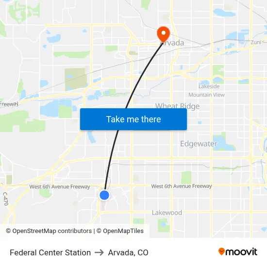 Federal Center Station to Arvada, CO map