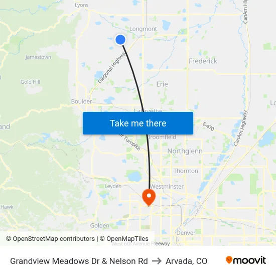 Grandview Meadows Dr & Nelson Rd to Arvada, CO map