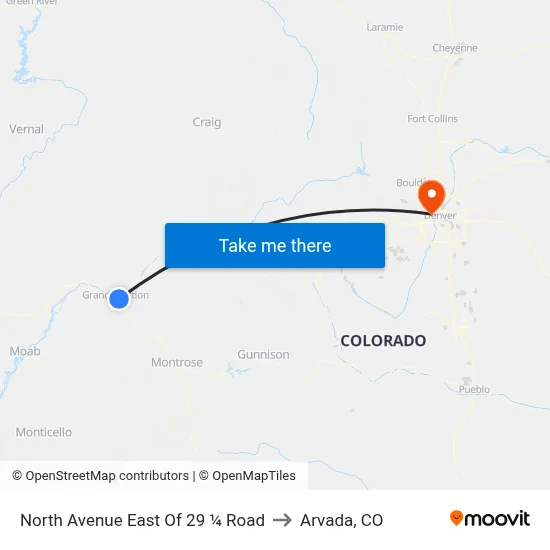 North Avenue East Of 29 ¼ Road to Arvada, CO map