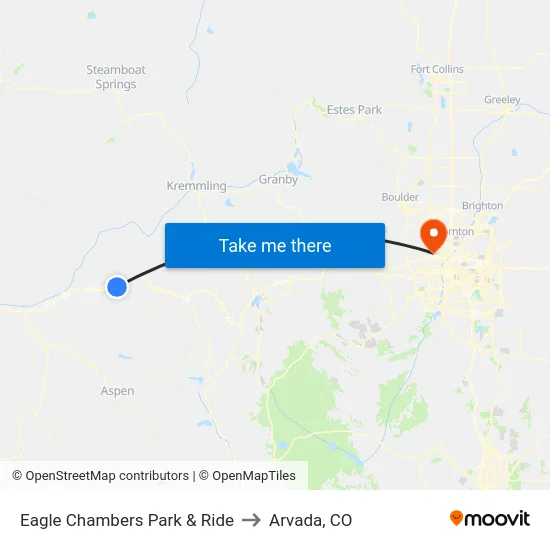 Eagle Chambers Park & Ride to Arvada, CO map