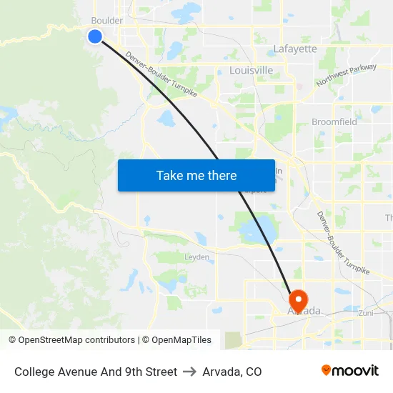 College Avenue And 9th Street to Arvada, CO map