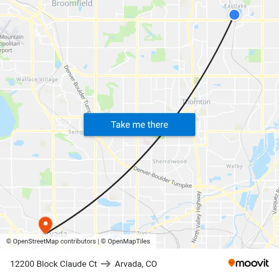 12200 Block Claude Ct to Arvada, CO map