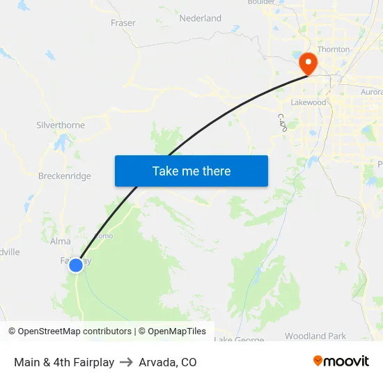 Main & 4th Fairplay to Arvada, CO map