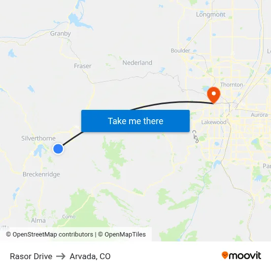 Rasor Drive to Arvada, CO map