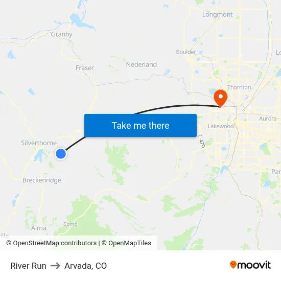 River Run to Arvada, CO map