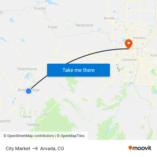 City Market to Arvada, CO map