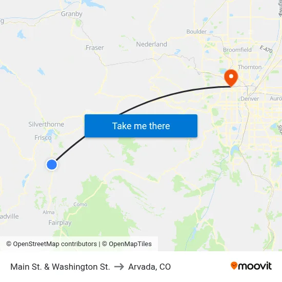Main St. & Washington St. to Arvada, CO map