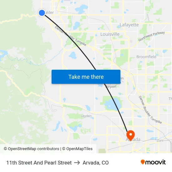 11th Street And Pearl Street to Arvada, CO map